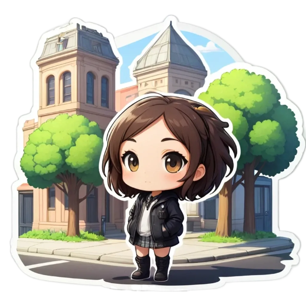 A girl is standing in the street and she is looking at the camera.