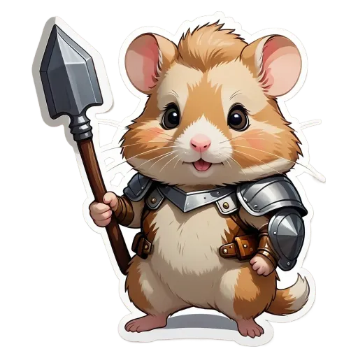 A cartoon picture of a hamster that is a knight.