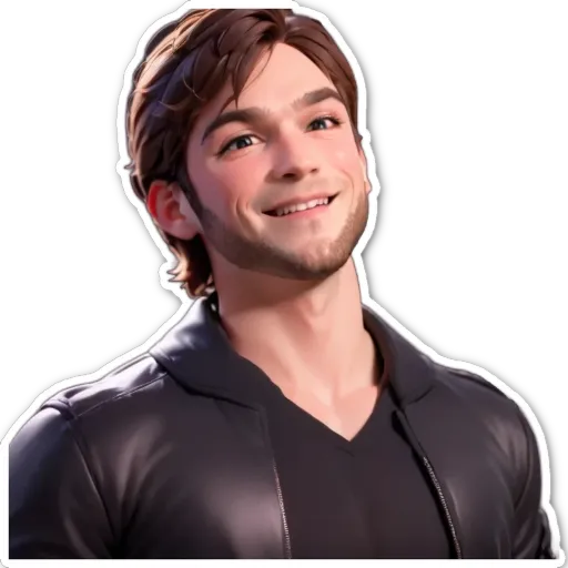 A man with a beard and a black jacket is smiling.