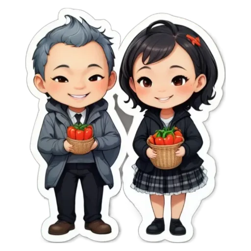 A boy and girl holding baskets of tomatoes.