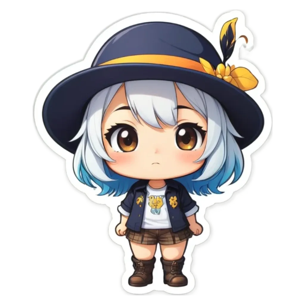 A girl is wearing a black hat and a white shirt.