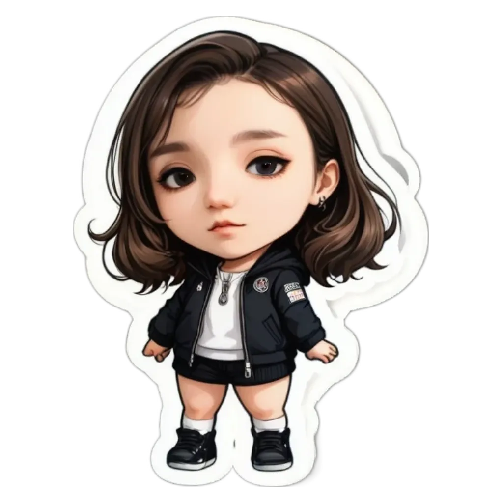 A girl is standing with the sleeves rolled up and wearing a jacket.
