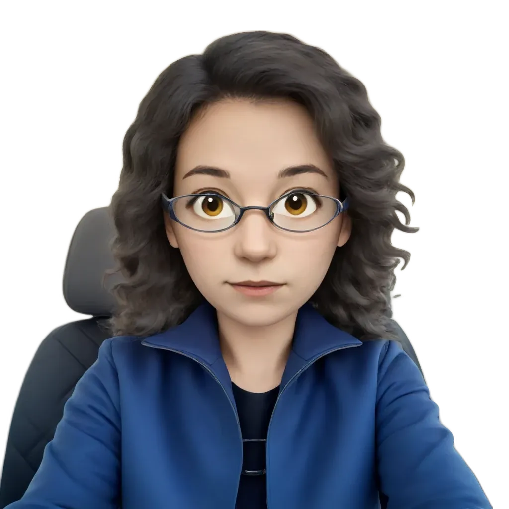 A girl wearing glasses is sitting in a chair.