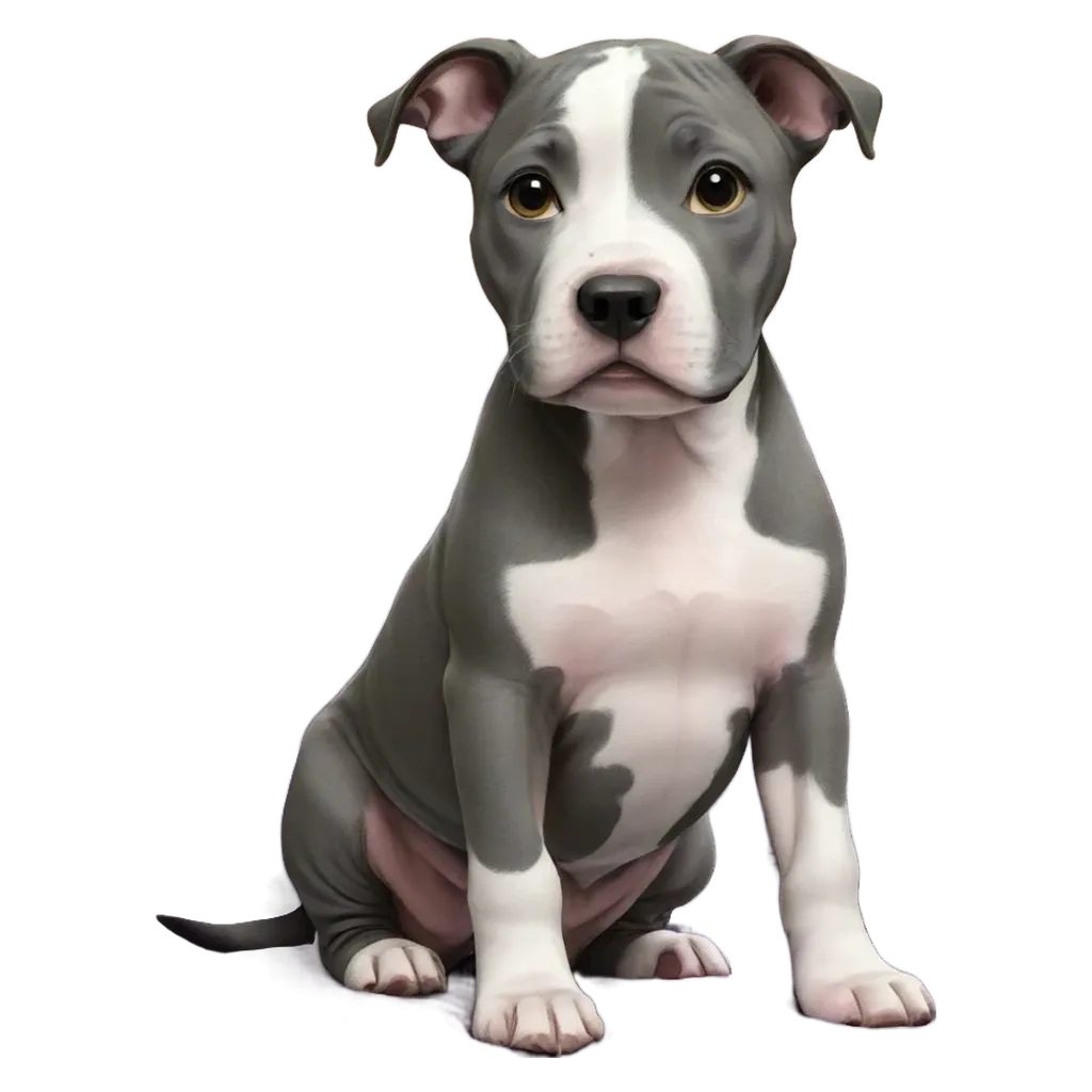 A puppy has two big eyes and a nose.