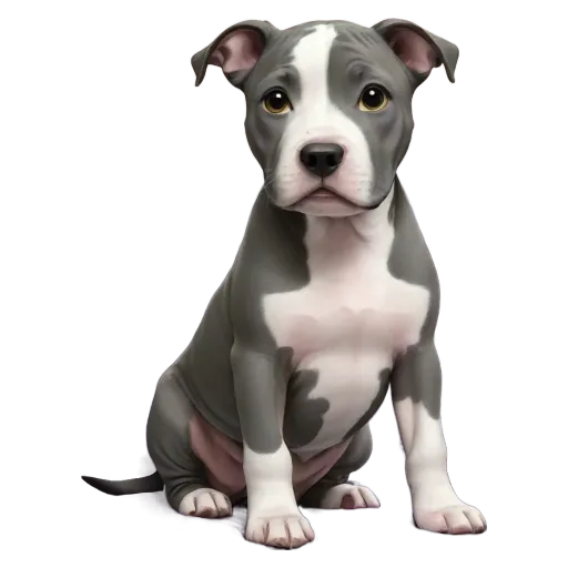 A puppy has two big eyes and a nose.