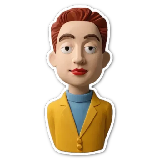 A yellow plastic man's head with red lips.