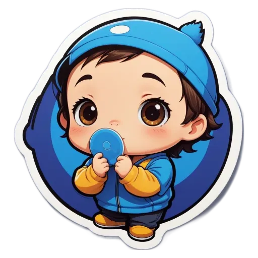 A cartoon character holding a frisbee.