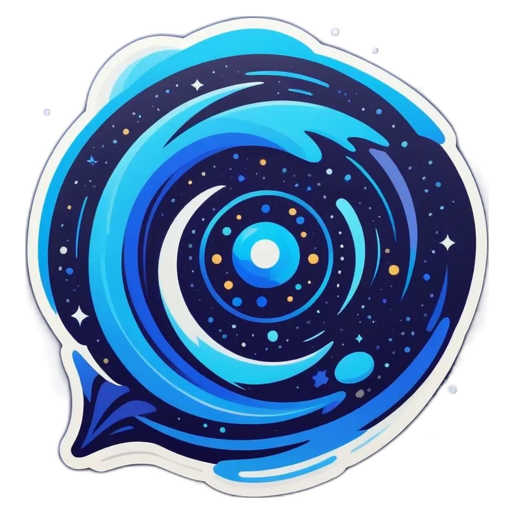 A graphic of a blue wave in space.
