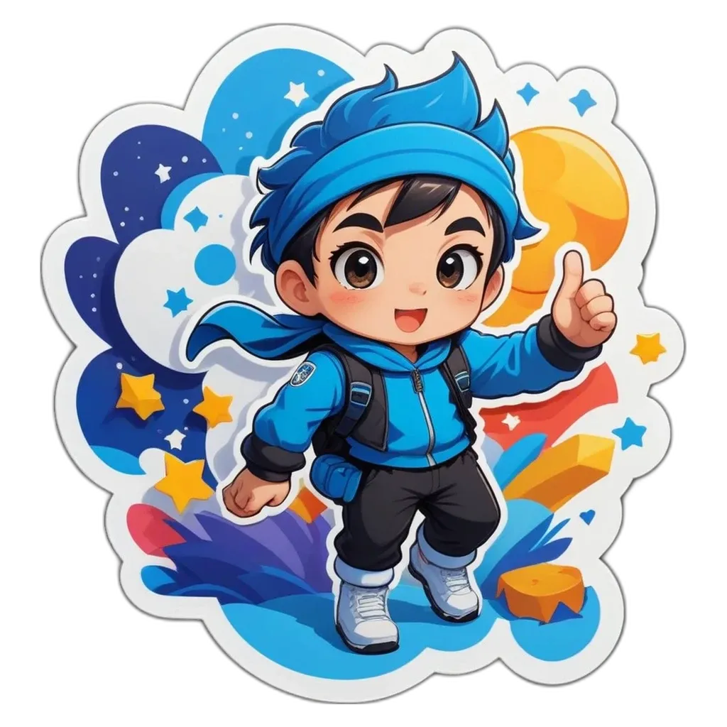 A child wearing a blue jacket, is pointing his finger at something.