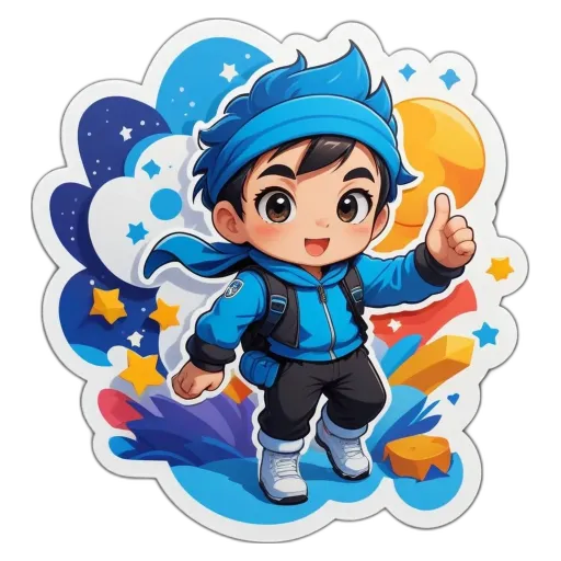 A child wearing a blue jacket, is pointing his finger at something.