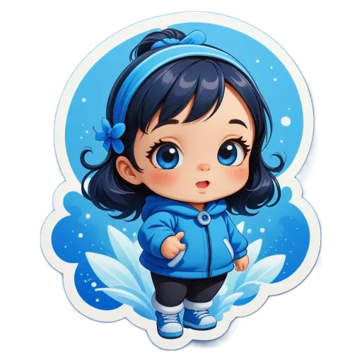A blue character on a black background.