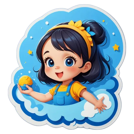 A cartoon image of a girl holding a cupcake in her hand.