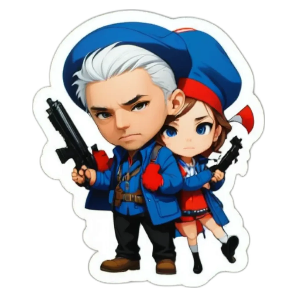 A boy and girl with guns, the boy has a gun in his hand.