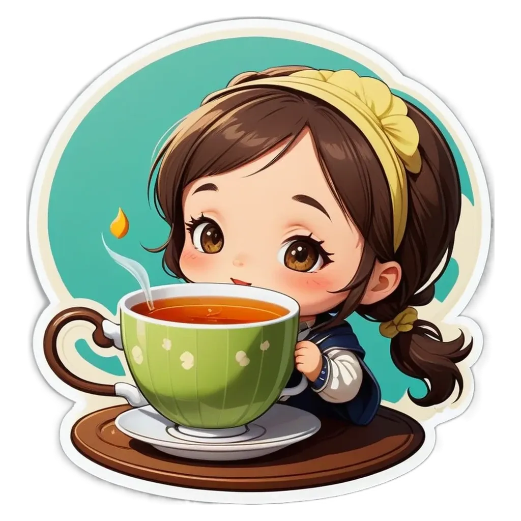 A girl drinking out of a green cup with a candle in it.