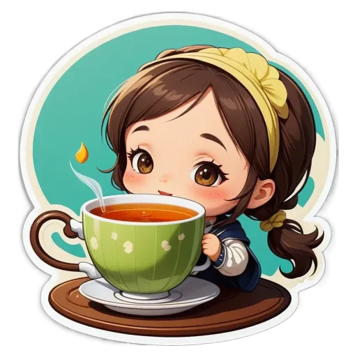 A girl drinking out of a green cup with a candle in it.