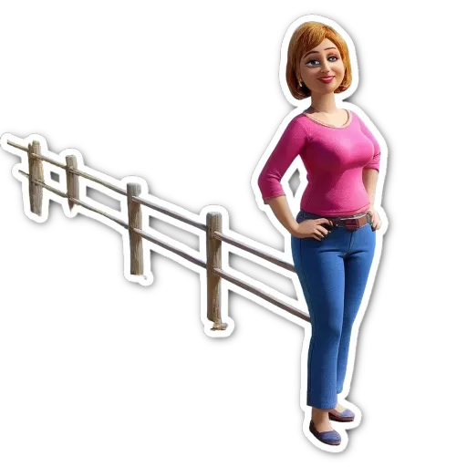 A woman standing in front of a fence.