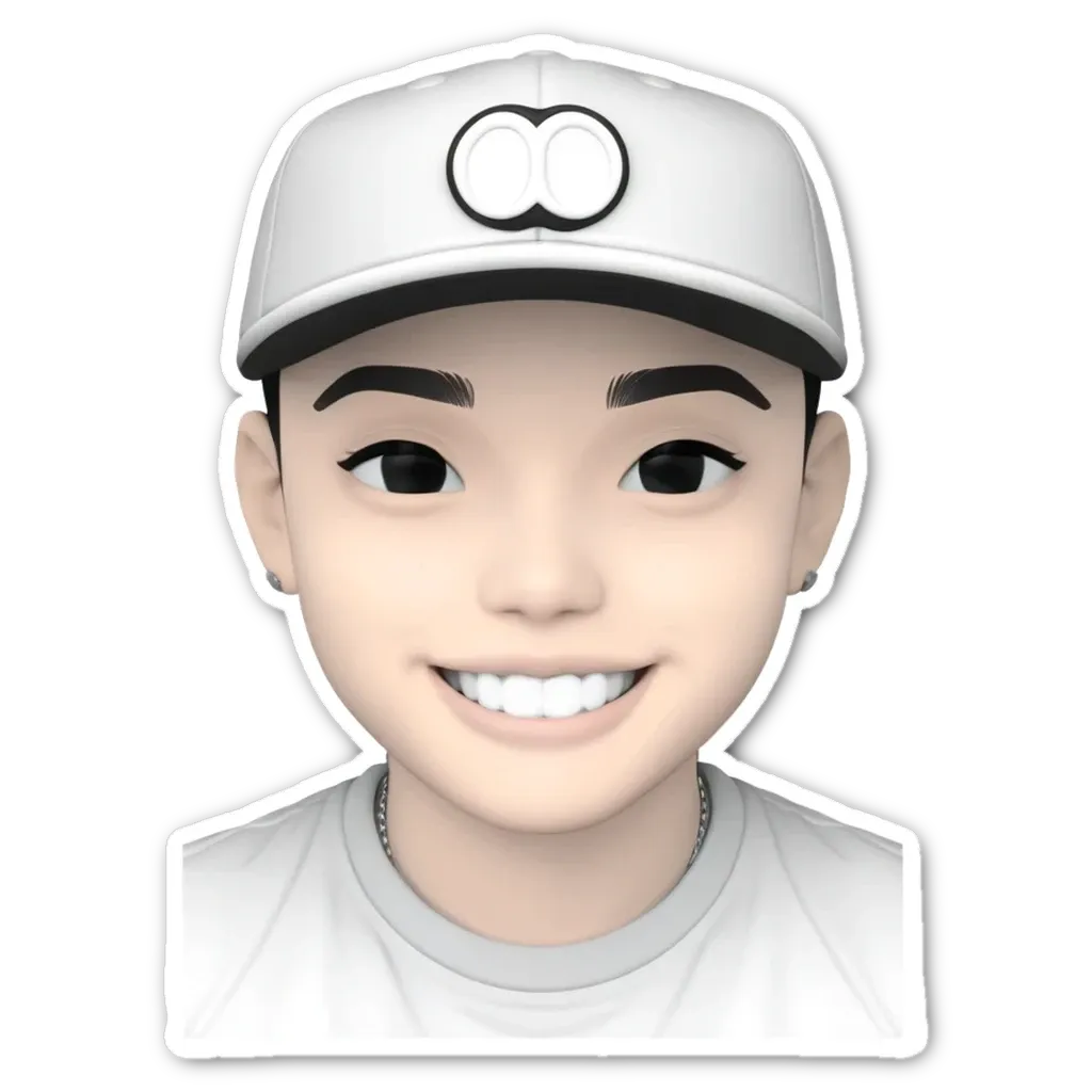 A boy wearing a white cap with the letter o on it.