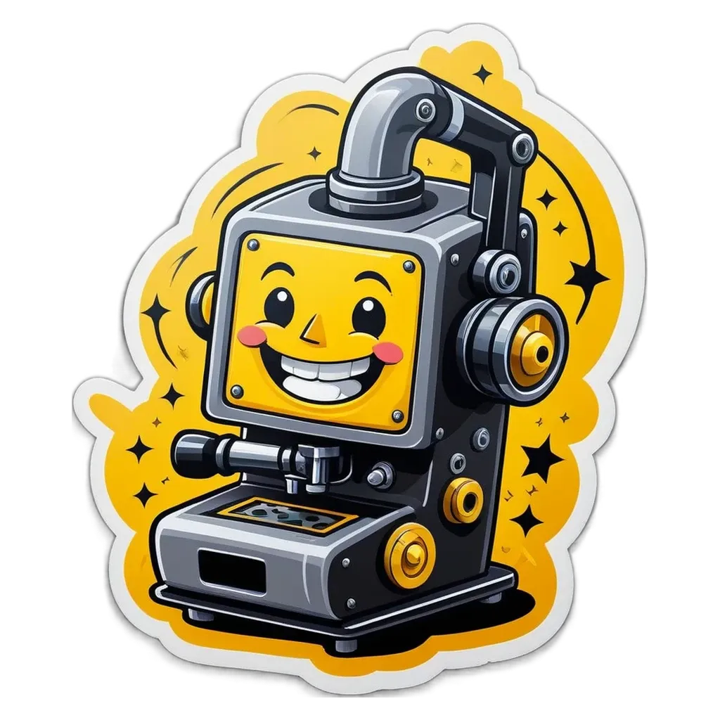 A cartoon smiley face is on a black and yellow background.