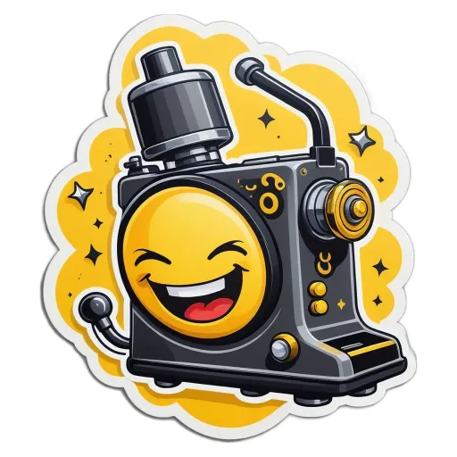 A cartoon face is on a black box with the words "smiley" written on it.