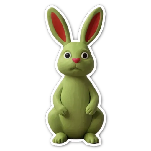 A green and red rabbit is on a black background.