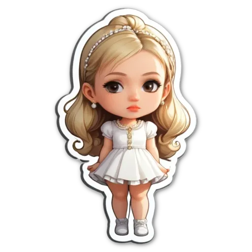 A girl is standing with her hands on her hips in a white dress.