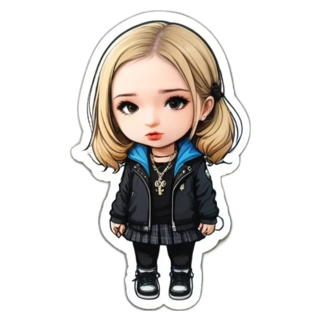 A sticker of a girl that is part of a girls collection.