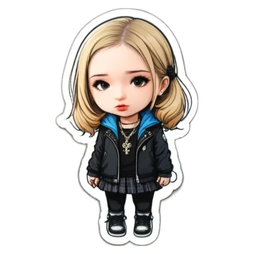 A sticker of a girl that is part of a girls collection.