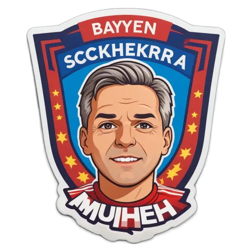 A man's face is drawn on a shield with the name Bayen.