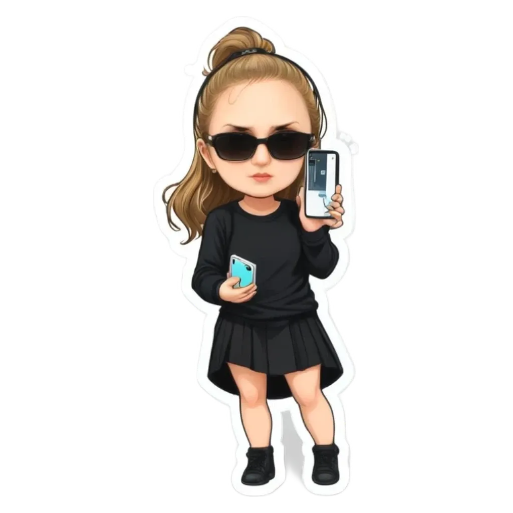 A girl is wearing sunglasses and holding a cell phone.