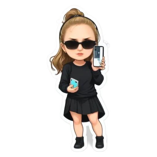 A girl is wearing sunglasses and holding a cell phone.