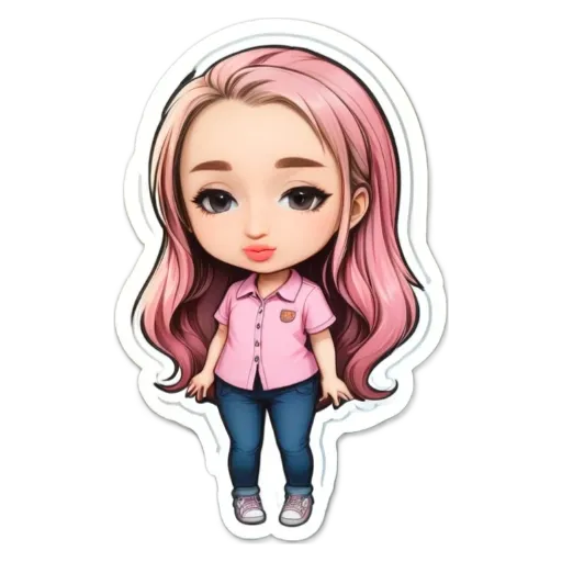 A girl is standing with her hands on her hips in a pink shirt.
