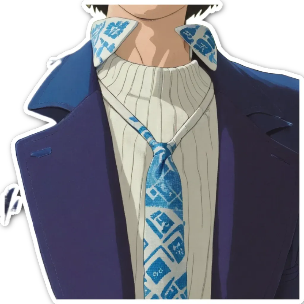 A person wearing a blue jacket and tie.
