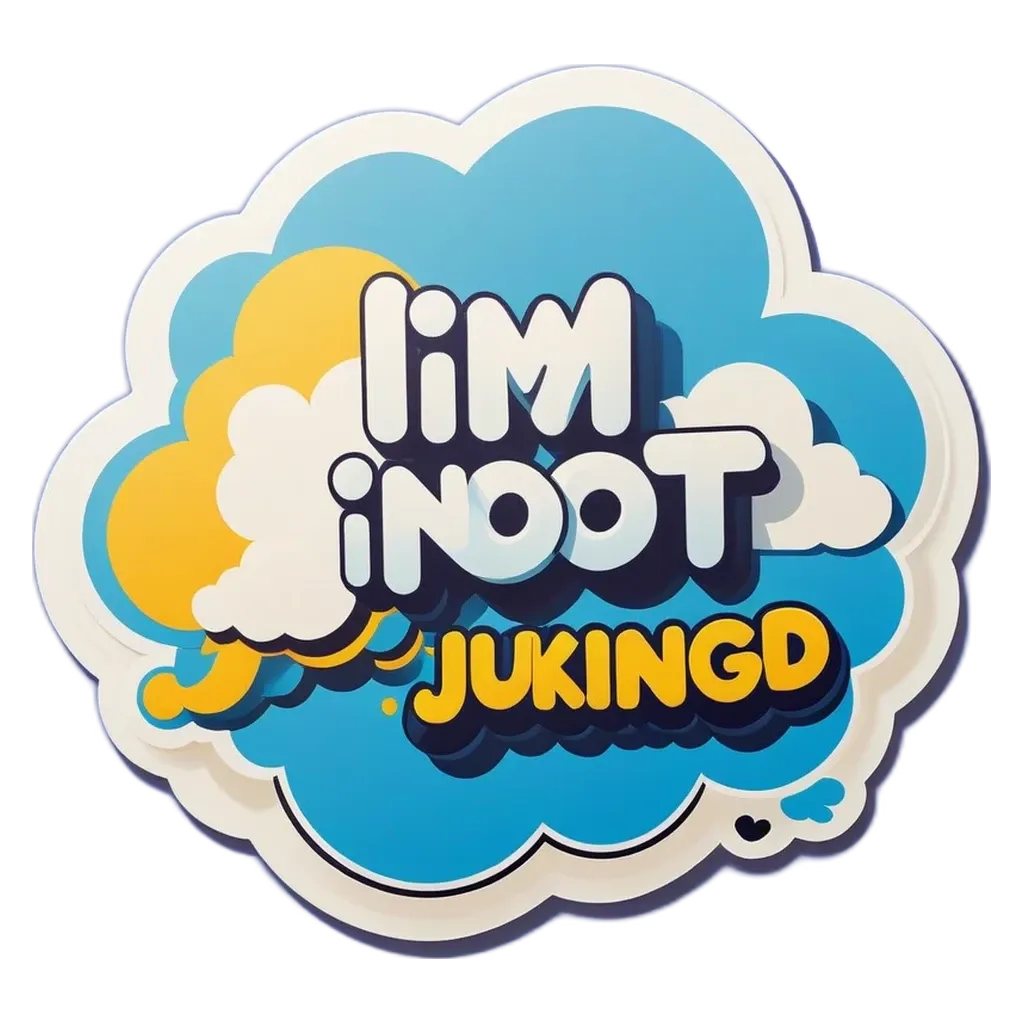 A blue and yellow sign that says "Jukkingd" is displayed on a black background.