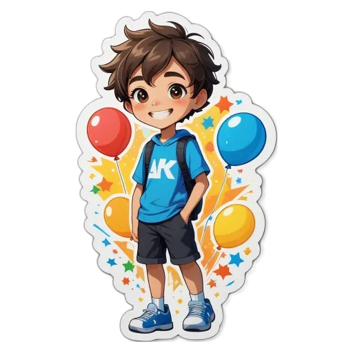 A boy is surrounded by many party balloons.