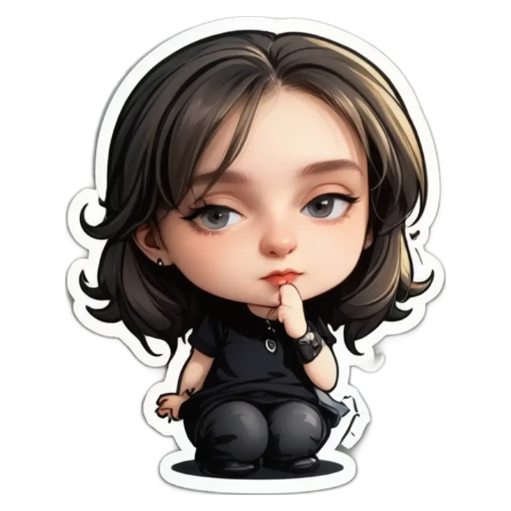 A girl with a black shirt and black pants sticker.