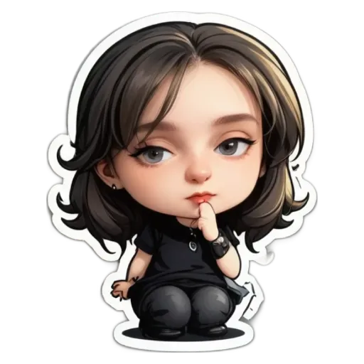 A girl with a black shirt and black pants sticker.