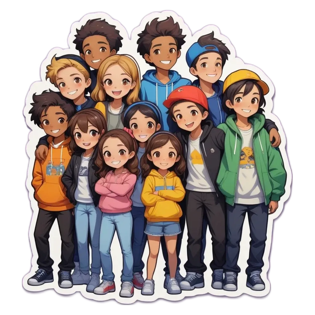 A group photo of 13 year old kids that are all smiling.