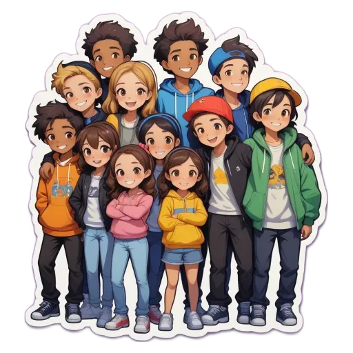 A group photo of 13 year old kids that are all smiling.