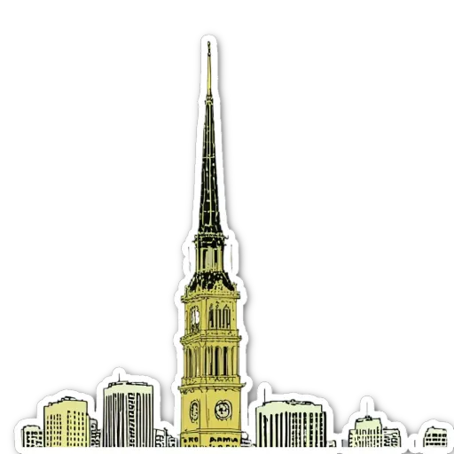 A cityscape with a tall building and a clock on it.