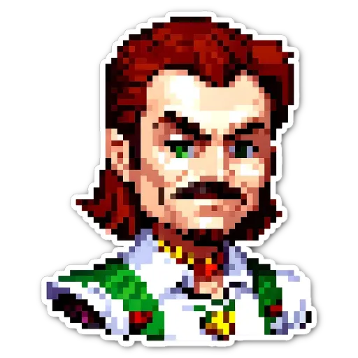 A pixelated drawing of a man with a mustache.