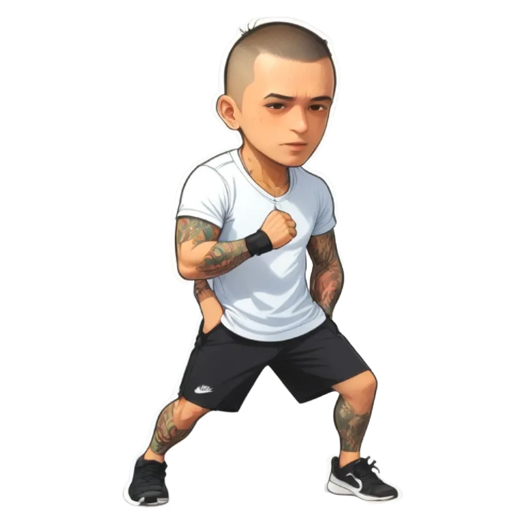 A boy is shown with black and white shorts and a white tshirt.