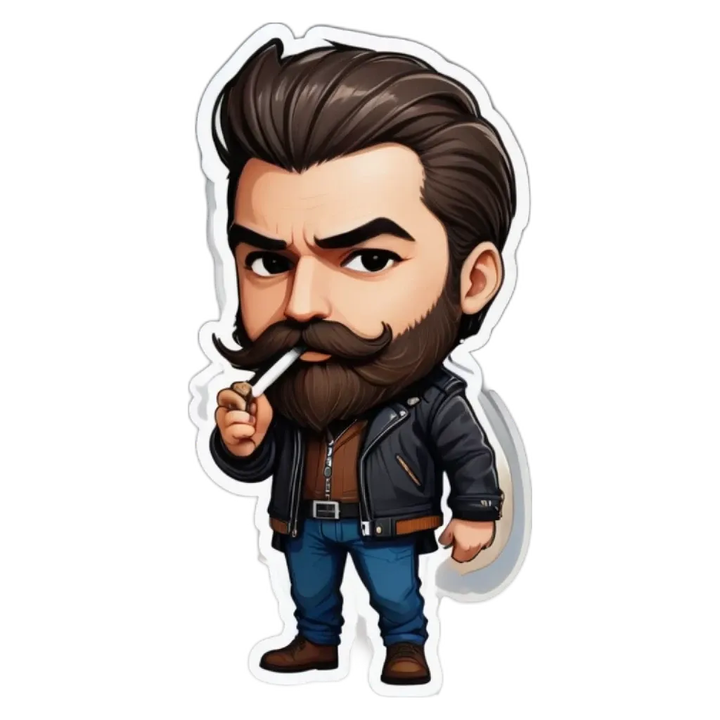 A cartoon depiction of a man smoking a cigarette.