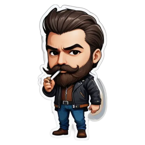 A cartoon depiction of a man smoking a cigarette.