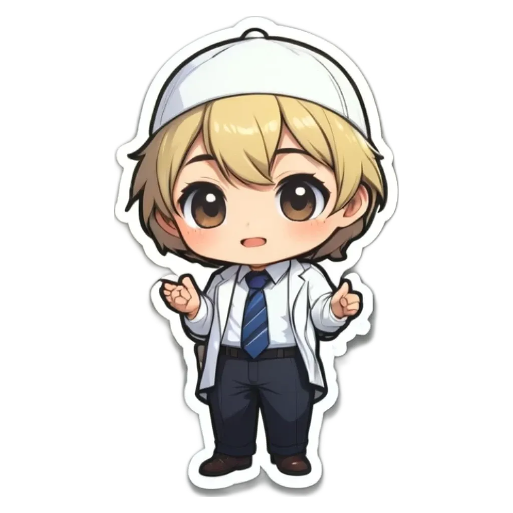 A boy wearing a white hat and a white shirt.