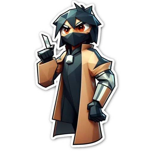 A sticker of a person with a knife in hand.
