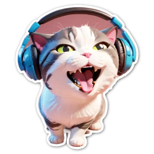 A cat with headphones on its head.