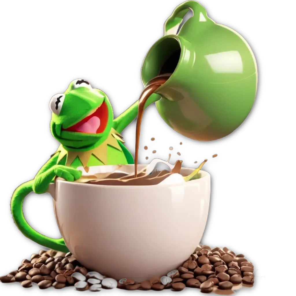 a coffee cup that is being poured into it.