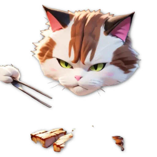 A cat with chopsticks in its face.