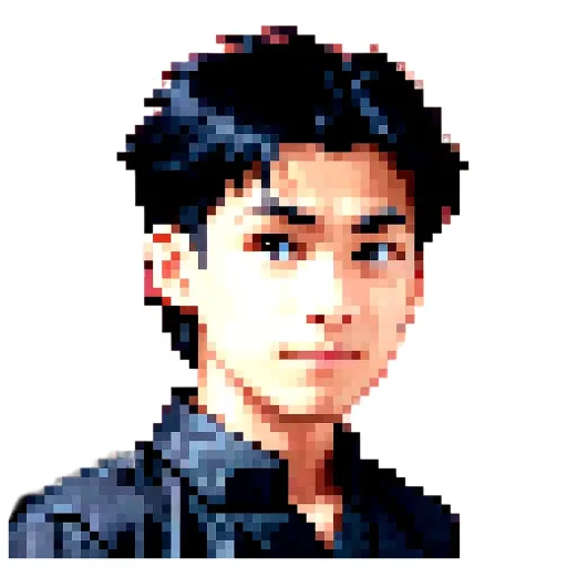 A boy with a black shirt and black hair.