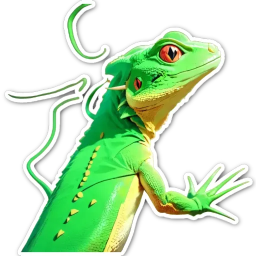 A green lizard is looking at the camera.
